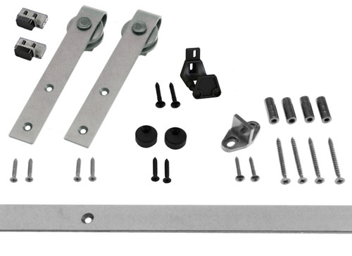 Orca Hardware 5' Barn Door Flat Track Kit For Standard Drop Hangers Hanger Decorative Interior Mini Sliding Hardware, For Furniture, Mirrors Or Light S, 60 Lbs Rating, For Openings Up To 30 Inches Wide, Satin Nickel
