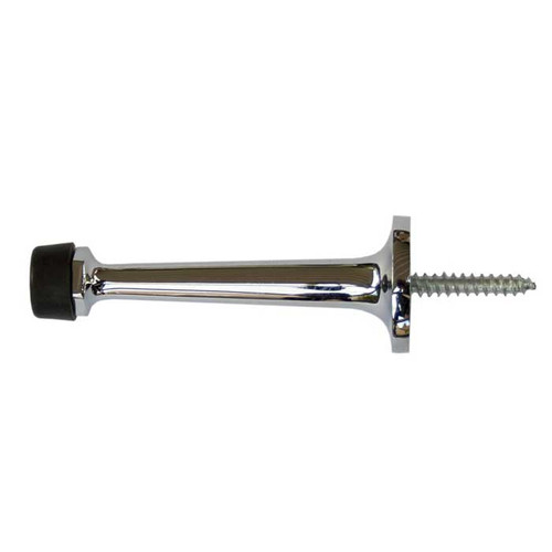 Orca Hardware Hd Rigid Door Stop With Gray Tip Heavy Duty, Brass, 3-1/4" Length, Bright Polished Chrome