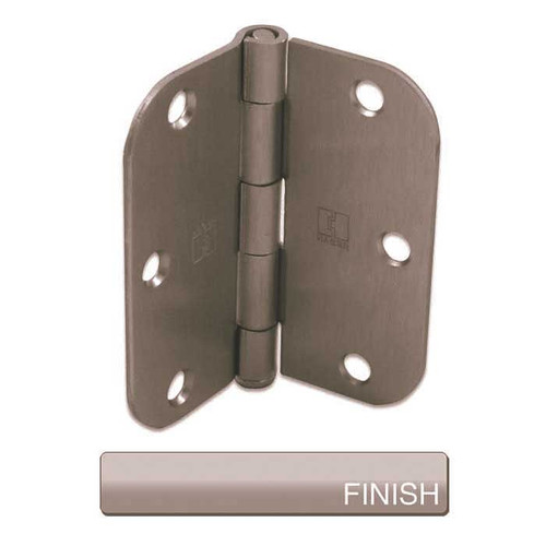 Hager Full Mortise Residential Hinge 5/8" Radius Corner Plain Bearing Steel 3-1/2" X 3-1/2", Satin Nickel Blackened