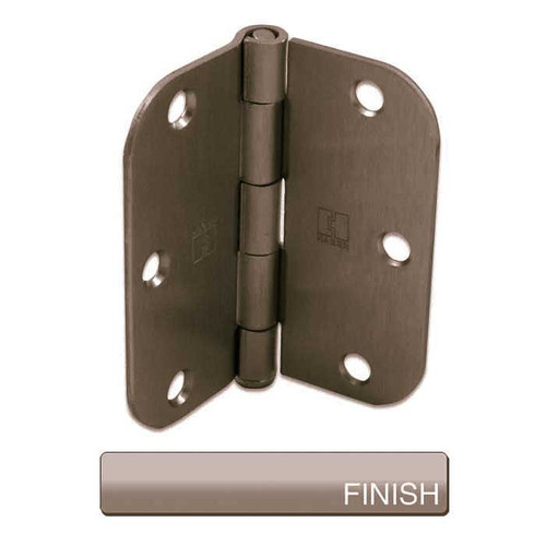 Hager Full Mortise Residential Hinge 5/8" Radius Corner Plain Bearing Steel 3-1/2" X 3-1/2", Satin Bronze Blackened Hager Full Mortise Residential Hinge 5/8" Radius Corner Plain Bearing Steel 3-1/2" X 3-1/2", Satin Bronze Blackened