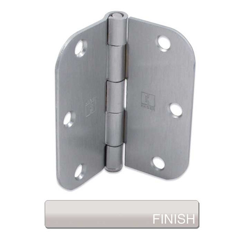 Hager Full Mortise Residential Hinge 5/8" Radius Corner Plain Bearing Steel 3-1/2" X 3-1/2", Satin Nickel