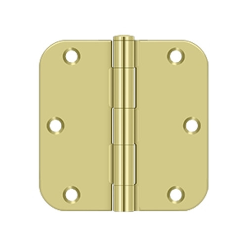 Deltana 3-1/2" X 3-1/2" X 5/8" Radius Corner Hinge Residential Steel, .085 Thickness, Bright Polished Brass Deltana 3-1/2" X 3-1/2" X 5/8" Radius Corner Hinge Residential Steel, .085 Thickness, Bright Polished Brass