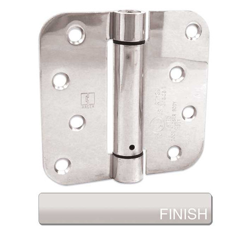 Hager Full Mortise Residential Hinge 5/8" Radius Corner Spring Steel 4" X 4", Satin Nickel