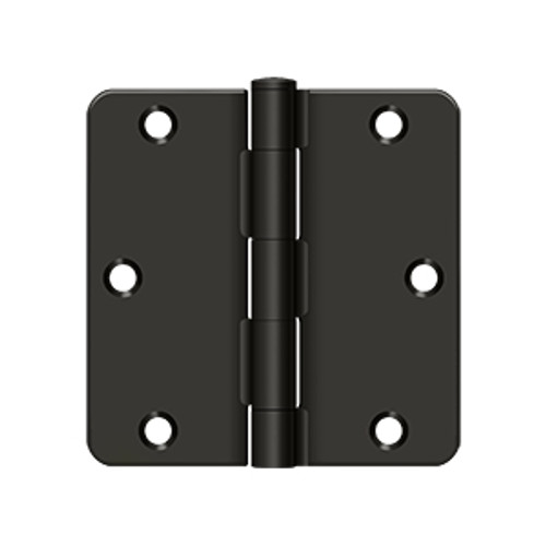 Deltana 3-1/2" X 3-1/2" X 1/4" Radius Corner Hinge Residential Steel, .085 Thickness, Oil Rubbed Dark Bronze Deltana 3-1/2" X 3-1/2" X 1/4" Radius Corner Hinge Residential Steel, .085 Thickness, Oil Rubbed Dark Bronze