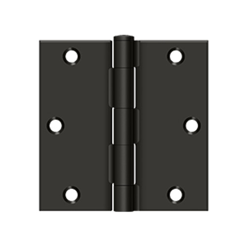 Deltana 3-1/2" X 3-1/2" Square Corner Hinge Residential Steel, .085 Thickness, Oil Rubbed Dark Bronze Deltana 3-1/2" X 3-1/2" Square Corner Hinge Residential Steel, .085 Thickness, Oil Rubbed Dark Bronze