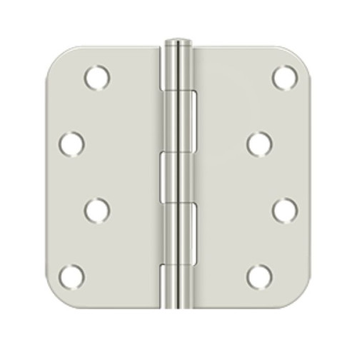 Deltana 4" X 4" X 5/8" Radius Corner Hinge Steel, .085 Thickness, Bright Polished Nickel (Pair)