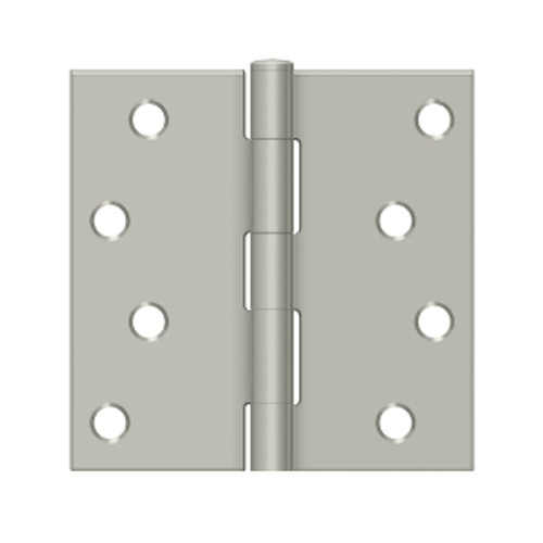 Deltana 4" X 4" Square Corner Hinge Residential Steel, .085 Thickness, Satin Nickel (Pair)