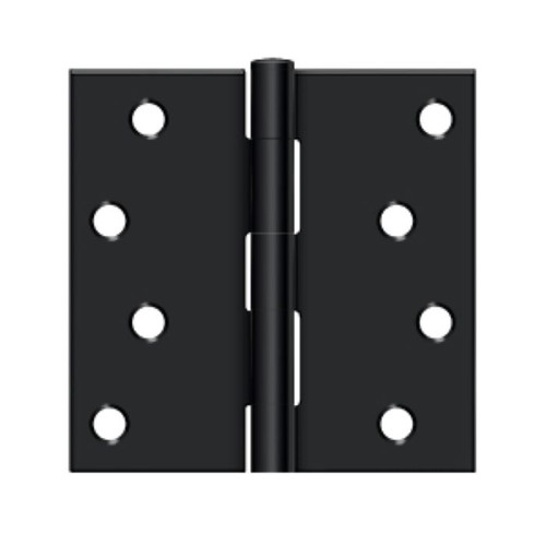 Deltana 4" X 4" Square Corner Hinge Residential Steel, .085 Thickness, Black Painted (Pair)