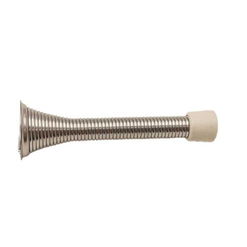 Orca Hardware 3-1/8" Spring Door Stop With White Tip, Bright Polished Chrome