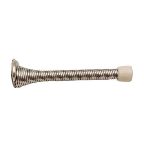 Orca Hardware 3-3/4" Spring Door Stop -/4" With White Tip, Bright Polished Chrome
