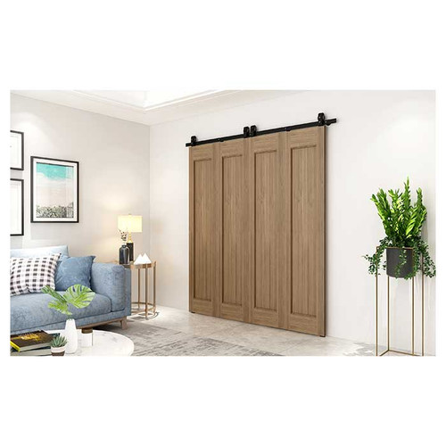 Orca Hardware 75" Flat Track Kit For Bifold Doors, Top Mount, Maximum Weight 2 Panel: 120 Lbs., Maximum Weight 4 Panel: 220 Lbs., Matte Black