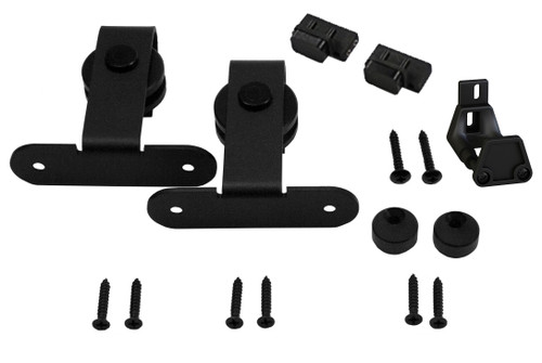 Orca Hardware Double Door Kit For Cabinet Track For Top Mount Hangers Hanger Hanging A Second Door, Matte Black