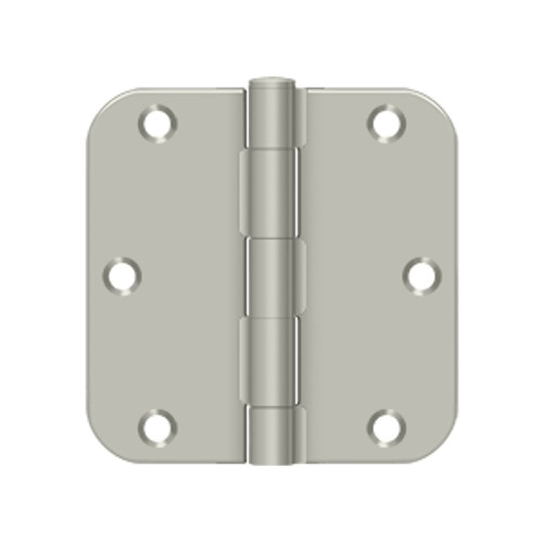 Deltana 3-1/2" X 3-1/2" X 5/8" Radius Corner Hinge Residential Steel, .085 Thickness, Satin Nickel (Pair)