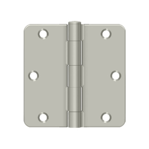 Deltana 3-1/2" X 3-1/2" X 1/4" Radius Corner Hinge Residential Steel, .085 Thickness, Satin Nickel