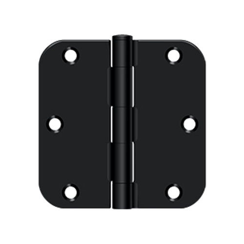 Deltana 3-1/2" X 3-1/2" X 5/8" Radius Corner Hinge Residential Steel, .085 Thickness, Black Painted (Pair)