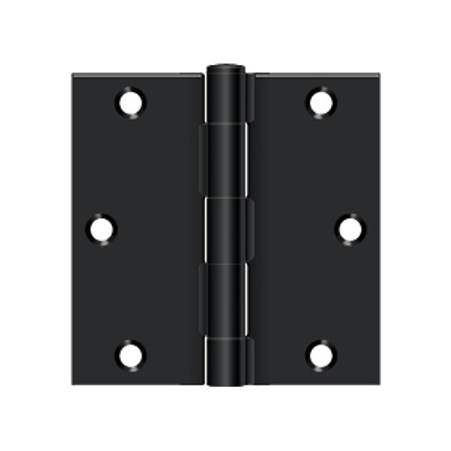 Deltana 3-1/2" X 3-1/2" Square Corner Hinge Residential Steel, .085 Thickness, Black Painted (Pair)