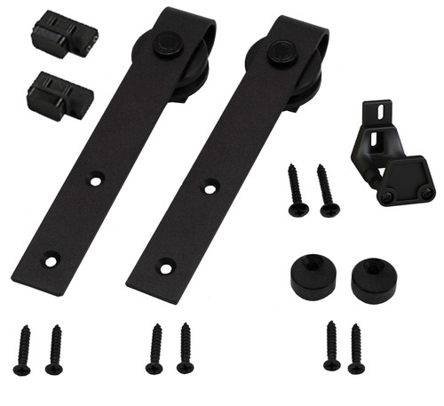 Orca Hardware Double Door Kit For Cabinet Track For Standard Drop Hangers Hanger Hanging A Second Onto A, With, Matte Black