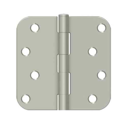 Deltana 4" X 4" X 5/8" Radius Corner Hinge Steel, .085 Thickness, Satin Nickel (Pair)