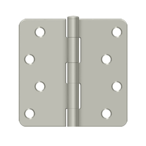 Deltana 4" X 4" X 1/4" Radius Corner Hinge Residential Steel, 1/, .085 Thickness, Satin Nickel (Pair)