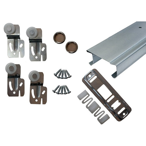 Orca Hardware By1300 Complete Track Kit 72" With 4 Single Wheels, Slot Adjustable Offset Hangers & Hardware, For Two Sliding Closet Doors, 3/4" To 1-3/8" Thickness, Up To 60 Lbs. Each
