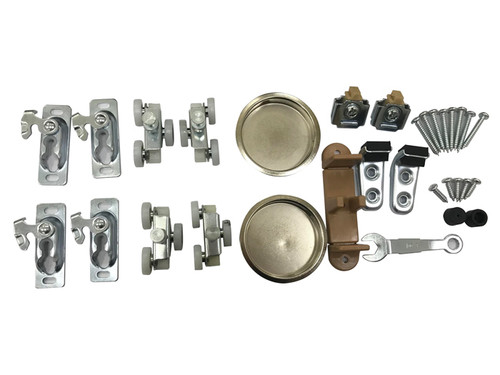 Orca Hardware Bpk1100 Series Hardware Pack For Adding 3Rd & 4Th Door To System, Includes (2) Stops, (1) Guide, (1) Angle Stop, (2) Pulls, (4) Hangers