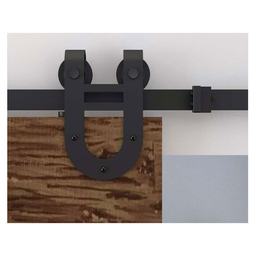Orca Hardware Barn Door-Flat Track Horseshoe Shaped Hanger, Matte Black