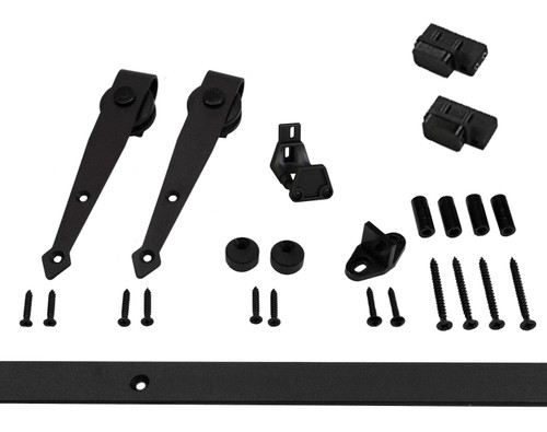 Orca Hardware 5' Barn Door Flat Track Kit For Spear Hangers Hanger Decorative Interior Mini Sliding Hardware, For Furniture, Mirrors Or Light S, 60 Lbs Rating, For Openings Up To 30 Inches Wide, Matte Black