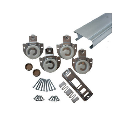 Orca Hardware Byst-500 Steel Track Kit Bypass Door Hardware, 58.5 Inch, (4) Dial-Adjust Hangers, And Hardware, For Two Sliding Closet Doors, 3/4" To 1-3/8" Thickness, Up To 60 Lbs. Each