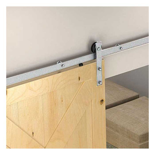 Orca Hardware 6' Barn Door-Flat Track Kit With Arched Hangers, Top Thrubolt, Includes, Spacers, End Stops, Floor Guide, Connector, Anti-Jump Blocks And All Necessary Fasteners, Satin Nickel