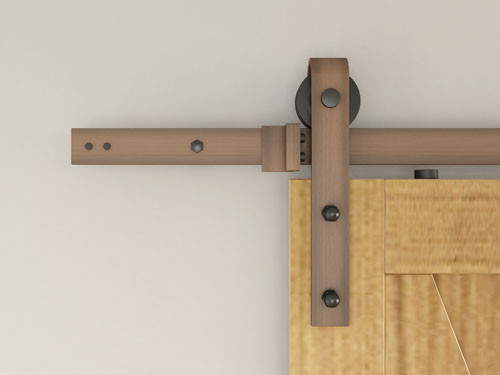 Orca Hardware 6' Barn Door-Flat Track Kit With Standard Drop Hangers, Includes, Connector Plate, Spacers, End Stops, Floor Guide, Anti-Jump Blocks And All Necessary Fasteners, Vintage Bronze