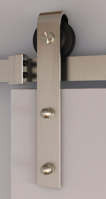 Orca Hardware Barn Door-Flat Track Standard Drop Hanger, Satin Nickel Orca Hardware Barn Door-Flat Track Standard Drop Hanger, Satin Nickel