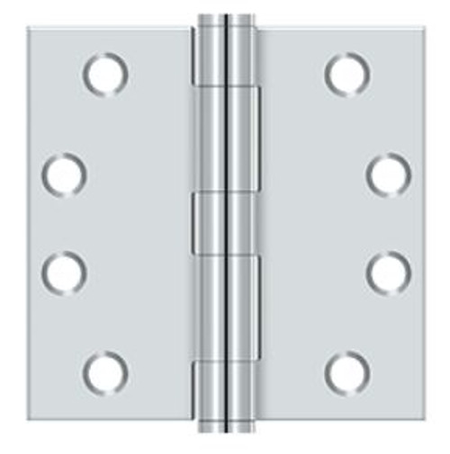 Orca Hardware Commercial Steel Hinge 4" X 4" Square Corner Plain Bearing, Bright Polished Chrome