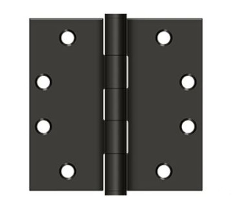 Orca Hardware Commercial Steel Hinge 4-1/2" X 4-1/2" Square Corner Plain Bearing, Matte Black