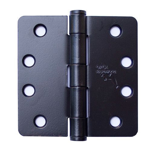 Orca Hardware Commercial Steel Hinge 4" X 4" X 1/4" Radius Corner Plain Bearing, Matte Black