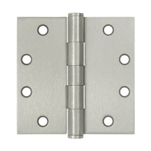 Orca Hardware Commercial Steel Hinge 4" X 4" Square Corner Plain Bearing, Satin Nickel