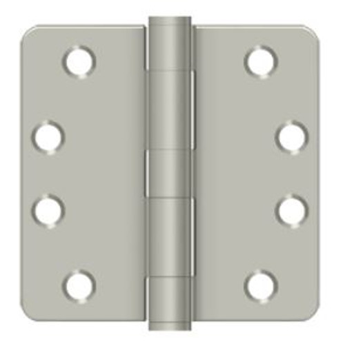 Orca Hardware Commercial Steel Hinge 4" X 4" X 1/4" Radius Corner Plain Bearing, Satin Nickel