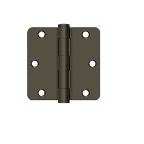 Orca Hardware Commercial Steel Hinge 3.5" X 3.5" X 1/4" Radius Corner Plain Bearing, /Orb, Oil Rubbed Dark Bronze