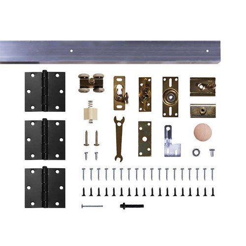 Orca Hardware Bfk1602 Bi-Fold Door Hardware Kit, 4 Wheel Ball Bearing Rollers, For 2 S-48", Includes 3 Pieces 3.5" Hinges