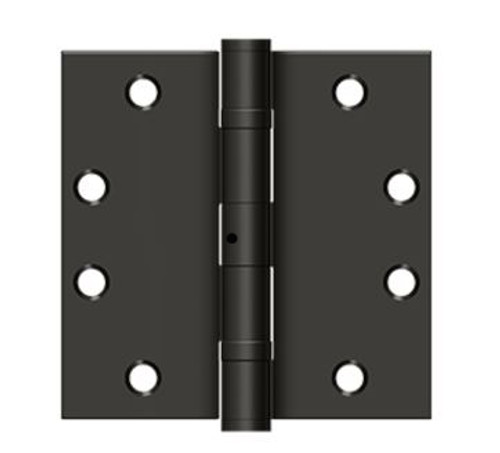 Orca Hardware Commercial Steel Hinge X Nrp 4-1/2" Square Corner Ball Bearing, Non-Removable Pin, Matte Black