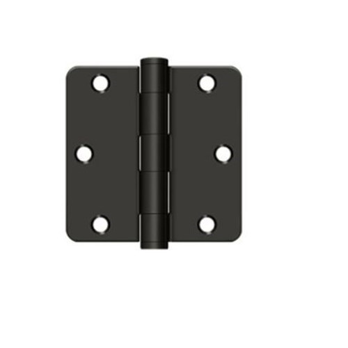 Orca Hardware Commercial Steel Hinge 3.5" X 3.5" X 1/4" Radius Corner Plain Bearing, Matte Black