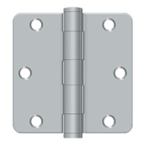 Orca Hardware Commercial Steel Hinge 3.5" X 3.5" X 1/4" Radius Corner Plain Bearing, Satin Chrome