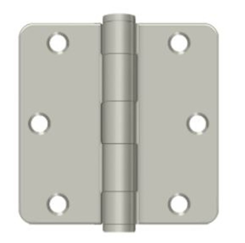Orca Hardware Commercial Steel Hinge 3.5" X 3.5" X 1/4" Radius Corner Plain Bearing, Satin Nickel