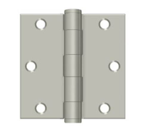 Orca Hardware Commercial Steel Hinge 3.5" X 3.5" Square Corner Plain Bearing, Satin Nickel