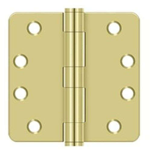 Orca Hardware Commercial Steel Hinge 4" X 4" X 1/4" Radius Corner Plain Bearing, Satin Brass