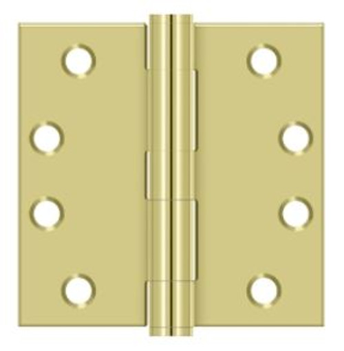 Orca Hardware Commercial Steel Hinge 4" X 4" Square Corner Plain Bearing, Satin Brass