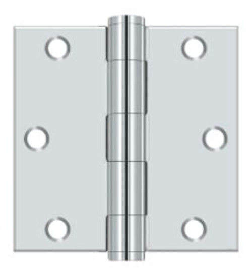 Orca Hardware Commercial Steel Hinge 3.5" X 3.5" Square Corner Plain Bearing, Bright Polished Chrome