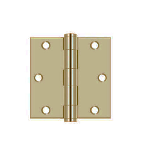 Orca Hardware Commercial Steel Hinge 3.5" X 3.5" Square Corner Plain Bearing, Satin Brass
