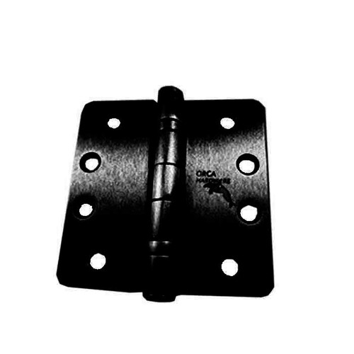 Orca Hardware Commercial Steel Hinge 4" X 4" X 1/4" Radius Corner Ball Bearing, Matte Black
