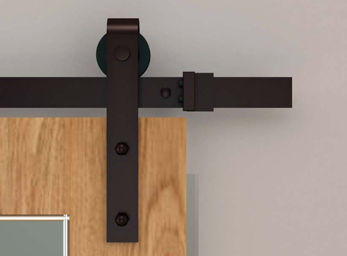 Orca Hardware 6' Barn Door-Flat Track Kit With Standard Drop Hangers, Includes, Connector Plate, Spacers, End Stops, Floor Guide, Anti-Jump Blocks And All Necessary Fasteners, Oil Rubbed Bronze