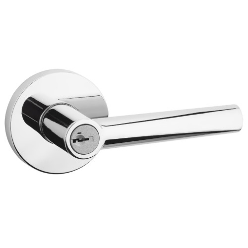 Kwikset Milan Keyed Entry Lever Smartkey With Round Rose, Round Corner Adjustable Latch And Round Corner Strike, Bright Polished Chrome